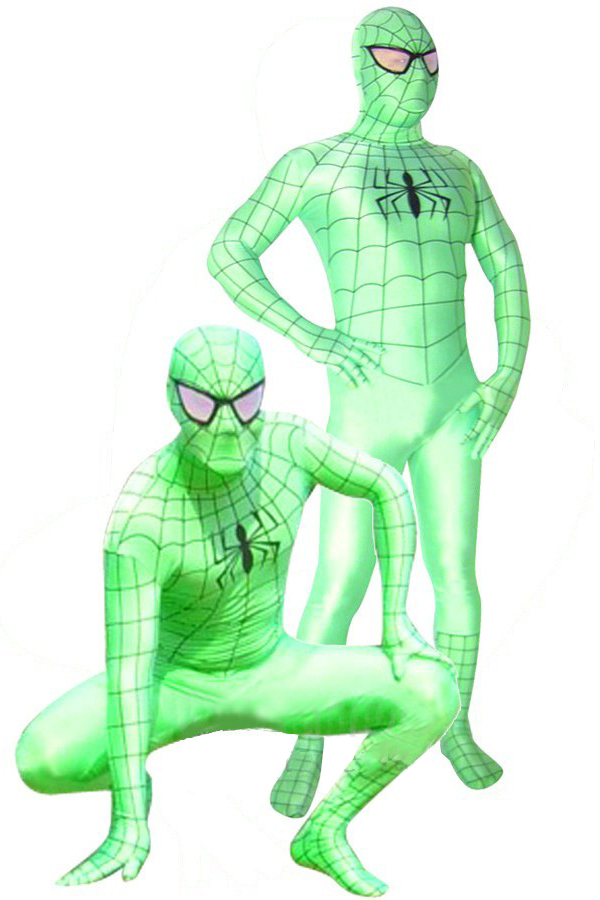 Halloween Costume Light Green Spiderman Zentai - Click Image to Close